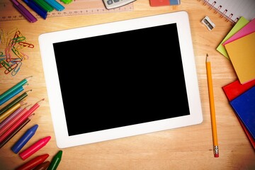 Students desk with tablet pc