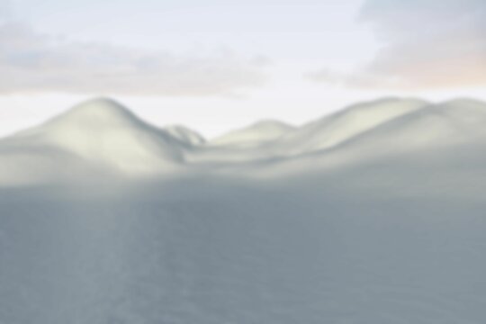 Fototapeta Rolling white dunes are stretching across remote flat illustration under cloudy sky glow