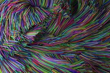 View of multi colored optical fiber