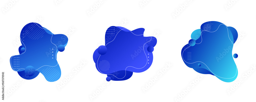 Fototapete set of blue gradient fluid blob elements