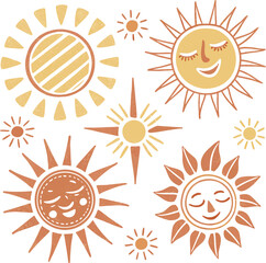 Watercolor Sun Vector Set – Hand-Painted Round Suns, Spiked Rays & Sunburst Icons