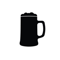 Black silhouette of a beer mug with foam glass drink