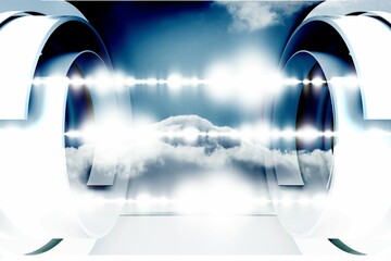 Abstract cloud design in futuristic structure