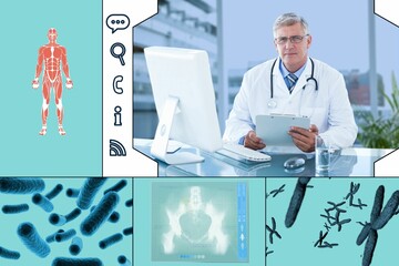 composite image of uniformed doctor