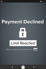 Payment declined text on mobile display