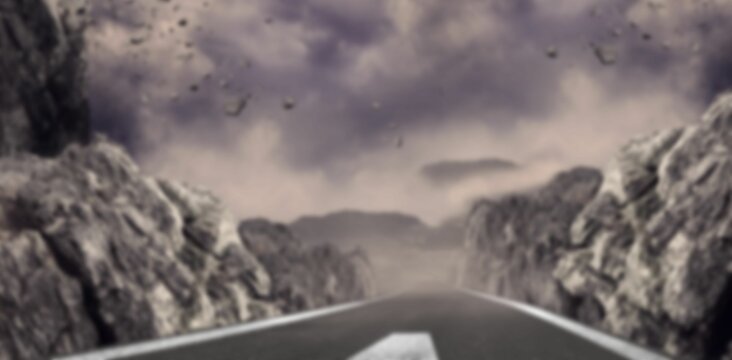 Fototapeta Country road by rocky mountains