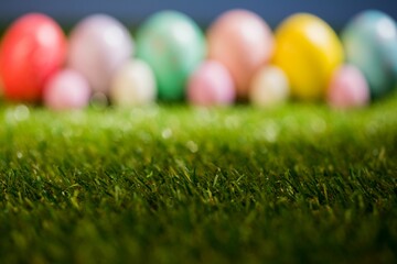 Easter eggs with focus on grass