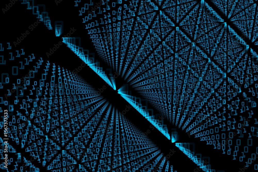 Poster futuristic black background with binary code