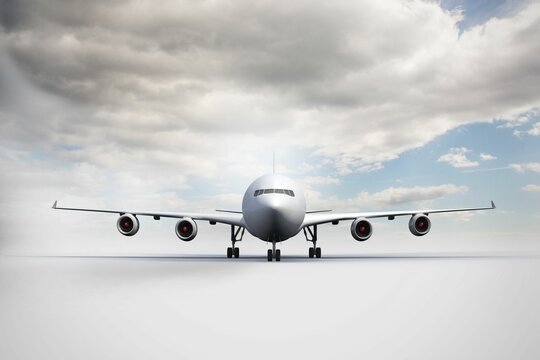3D plane standing on white ground