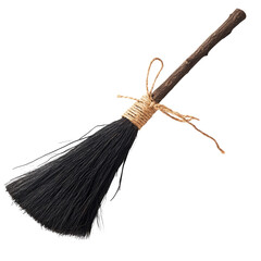 Halloween Broomstick With Twine Wrapped  isolated on a transparent background
