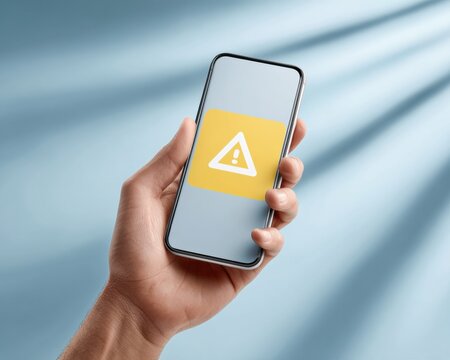Modern Smartphone with Storm Alert Warning in Hand Premium Digital Safety and Emergency Notification for Tech-Savvy Young Professionals Marketing Campaigns