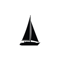 Black silhouette of a sailboat with furled sails sailing