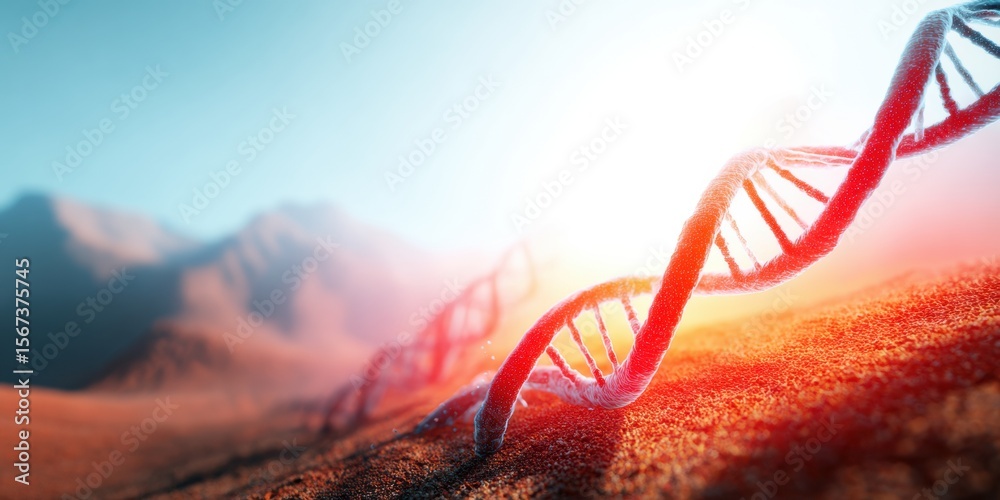 Aufkleber Premium Modern DNA Double Helix Visualization High-Tech Genomics Research with Authentic Molecular Modeling for Healthcare and Biotechnology Marketing