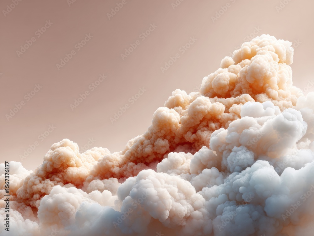 Poster dramatic digital cloudscape with dynamic textured formations and warm tones for modern creative cont