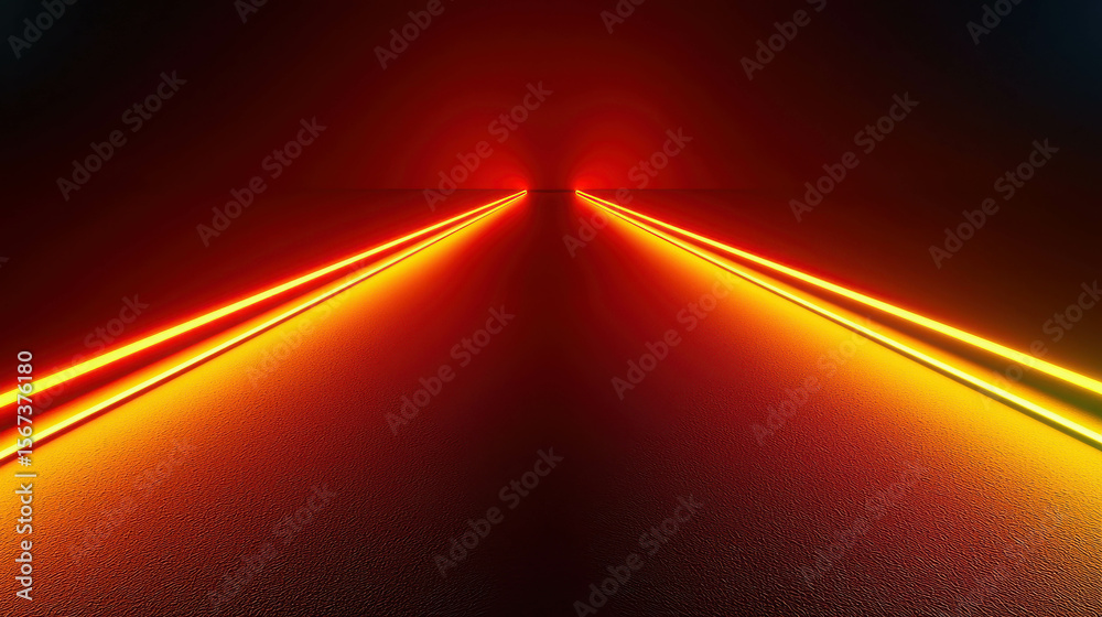 Wall mural futuristic neon lights with vibrant colors in a dark background creating a sense of depth and moveme