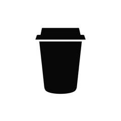 Black silhouette of a boba tea cup with a flat lid