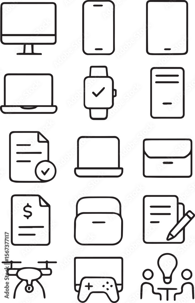 Fototapete devices set of web icons in line style. electronic devices and gadgets icons for web and mobile app.