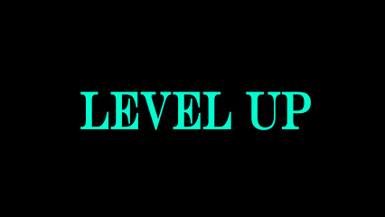 Level up word icon isolated on black background.