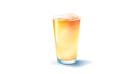 Refreshing beverage in a glass on a white background with nice shadow