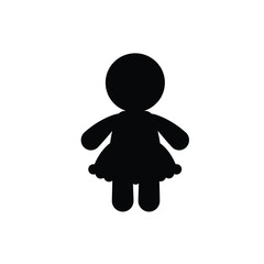Black silhouette of a doll with a ruffled skirt white