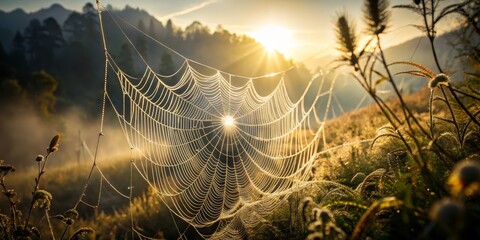 Spiderweb in Golden Morning Light