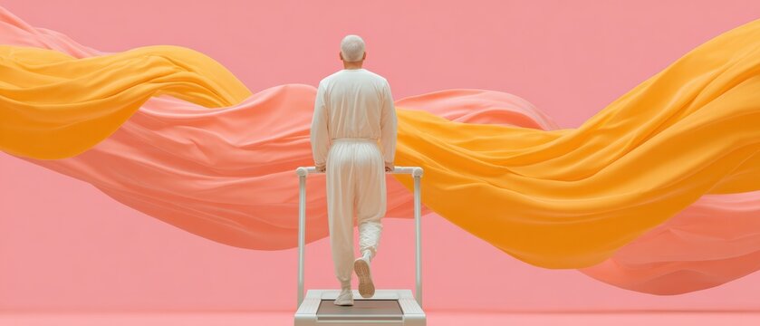 Professional Biohacking Athlete Performing Treadmill Fitness Test Modern Personalized Health Monitoring for Tech Lifestyle Marketing Campaigns