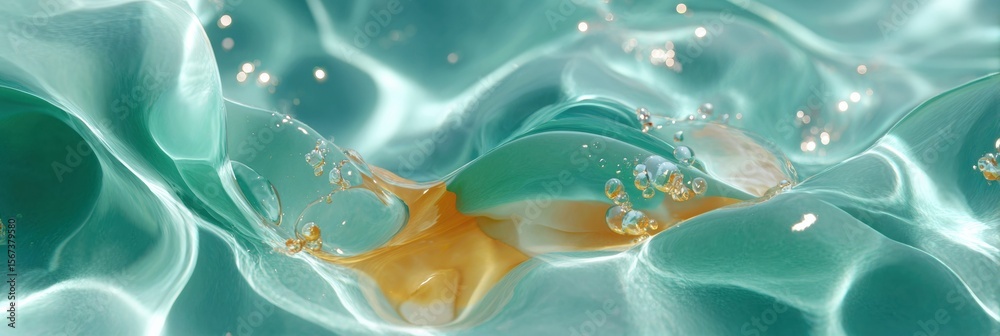 Aufkleber Cyan Abstract Fluid Shapes with Soft Gradients and Organic Overlaps for Innovative Technology Marketing and Digital Creative Flow Concepts