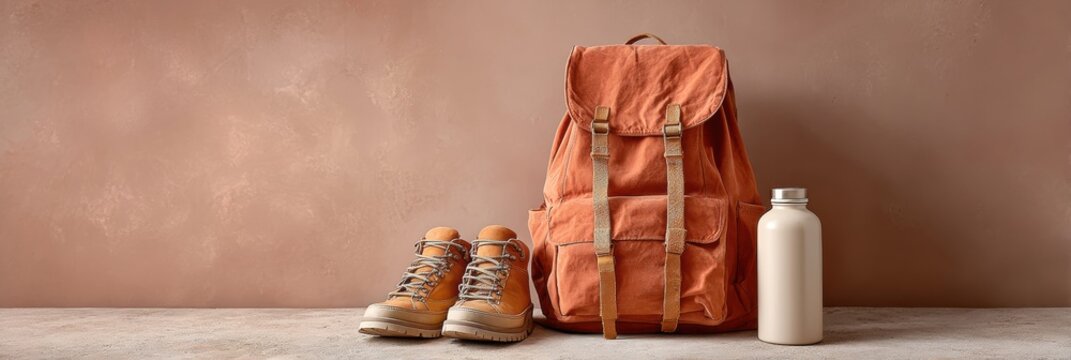 Premium Hiking Gear Set with Hydration Pack, Boots, and Water Bottle for Authentic Outdoor Adventure Marketing and Social Media Campaigns