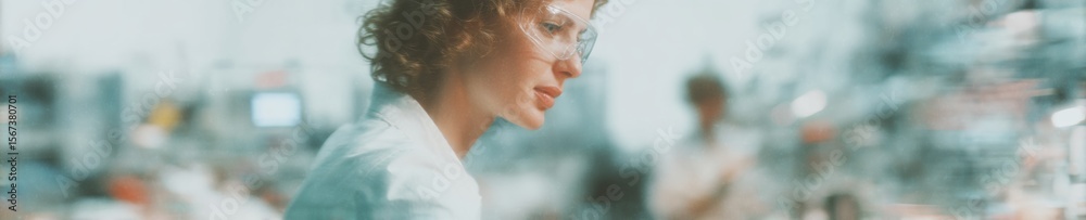 Poster professional industrial ar glasses overlay with predictive maintenance analytics modern technology f