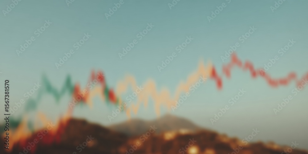 Aufkleber Abstract Blurred Stock Market Graph with Fluctuating Trading Lines Highlighting Volatility and Financial Data for Modern Business and Investment Insight
