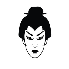 Black silhouette of a Japanese kabuki actor face vector