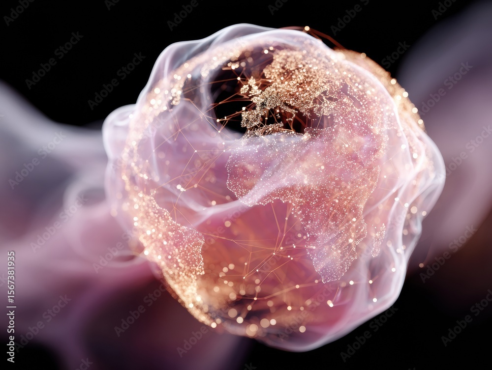 Poster Modern High-Quality Digital Network Sphere with Earth and Blockchain Connections Inspiring Tech Innovation for Professional Marketing and Social Media