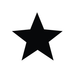 Black five pointed star icon on white background symbol