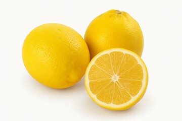 Fresh lemons on white background
