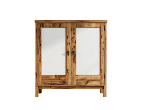 Rustic wooden cabinet with two doors and a single drawer