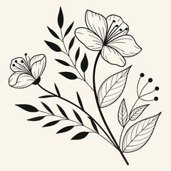 Black and white floral illustration
