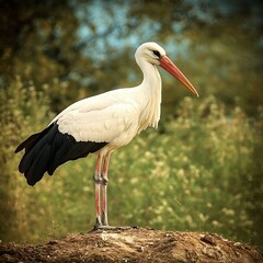 Fototapeta premium White Stork with nice background 