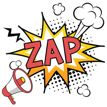 Colorful comic book speech bubble zap