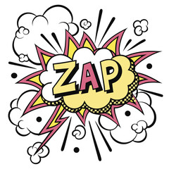 Colorful comic book style speech bubble