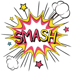 Colorful comic book style speech bubble