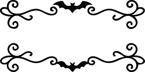Halloween Bats flourish swirls fancy lines decorative elements