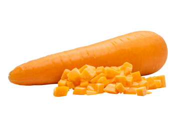 Carrot, Carrots cut into pieces on white background, png