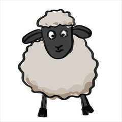 Cartoon sheep cute animal illustration sheep character. Good for book illustration or poster