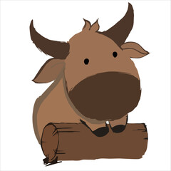 Cartoon ox  baby cow illustration  adorable animal drawing. Good for illustration book, poster or postcard