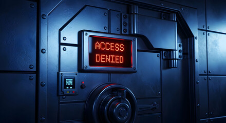 Fort Knox Style Vault Door With Access Denied Security Warning System Display