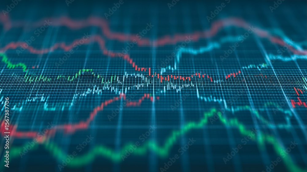 Poster data visualization: an intriguing visual representation of complex financial trends is presented thr