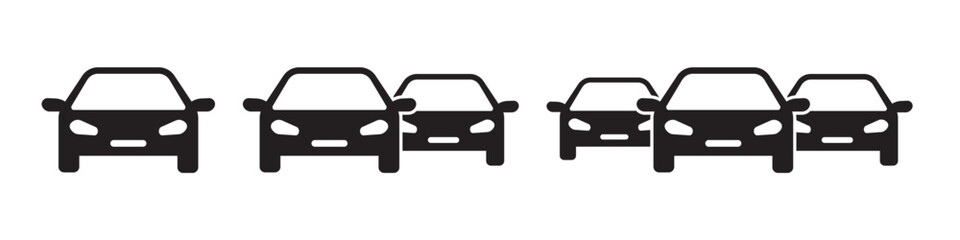 Car icon set. Transportation, vehicles, automotive, and traffic symbols