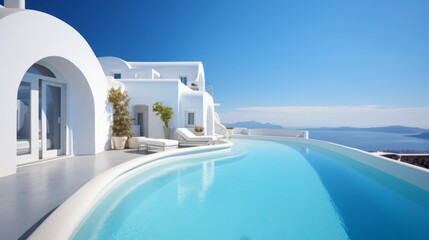 Fototapeta premium luxury swimming pool in santorini