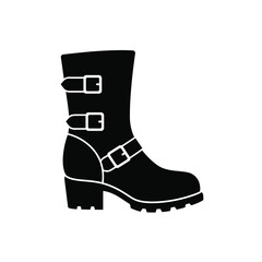 Black silhouette of a buckle boot icon shoe footwear