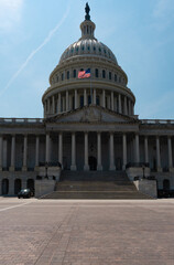 Washington DC skyline featuring the Capitol. Senate and House USA building. USA government seat in District of Columbia. The Capitol building. Capital of democracy.